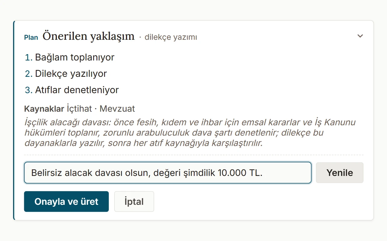 Düstur plan kartında planı yazarak değiştirme kutusu